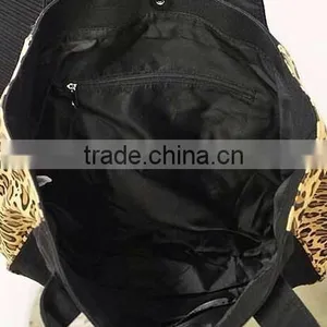 New Black Leopard Trim Love Tote Bag thumbnail-2