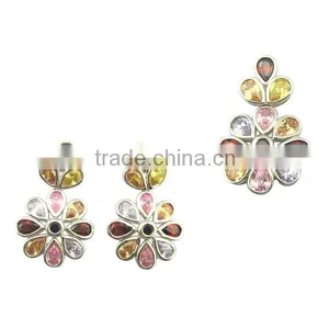Colorful CZ Fashion Jewelry Set thumbnail-1