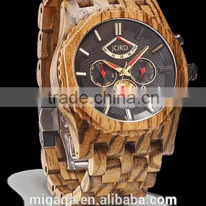 2016 Wood Multipurpose Men Watch Natural Wooden Wristwatch thumbnail-3