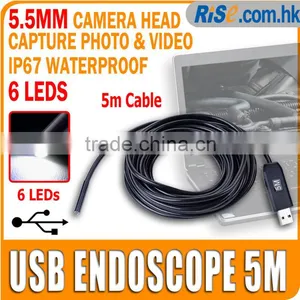 Mini USB Waterproof 5.5mm Inspection Camera With 5m Cable 6 LEDs Lights Endoscope thumbnail-1