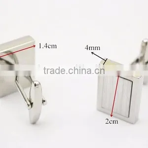 Two Tone Blank Rectangle Silver Cufflinks For Mens thumbnail-2
