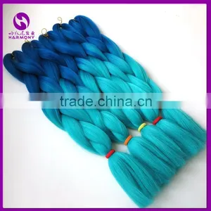 HARMONY 24" 100g/pc BLUE&CELADON GREEN Ombre Two Tone Colored Jumbo Braid Synthetic Box Crochet Ombre Braiding Hair thumbnail-2