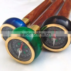 3 Different Beautiful Color of Walking Stick/wooden Brass Walking Stick/Different Color Compasses Walking Stick Wk1116 thumbnail-2