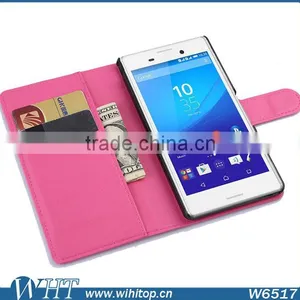 Hot Selling PU Leather Wallet Case for Sony Xperia M4, Wholesale for Xperia Z4 Aqua Cell Phone Case thumbnail-1
