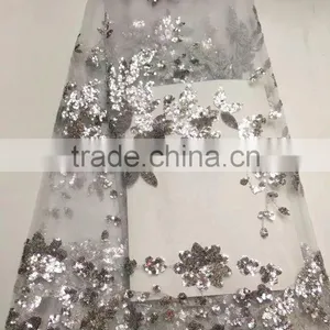 CL60071 New Arriva Fast Delivery Tulle Emboridery Lace With Sequins ,wholesale French Lace Fabric for Ladies thumbnail-3