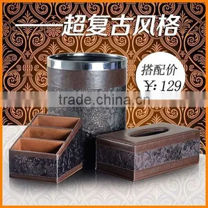 European Retro Home Desktop Storage Box Set Tissue Box + Remote Control Box + Trash Creative Free Shipping thumbnail-1