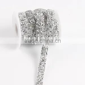 Customize Design Strass Chain,silver Rhinestone Belt With Hotfix Glue thumbnail-1