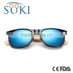 Handcraft Sustainable Eco-friendly Custom Wood Sunglasses Polarized Mirror Lens PC Frame Sunglasses With Bamboo Temple thumbnail-5