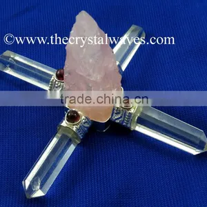 Rose Quartz Rough Point W/Garnet Cab. Energy Generator thumbnail-1