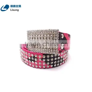 Cheap Rhinestone Strass Studded Fake Leather Cowgirl Belt thumbnail-2