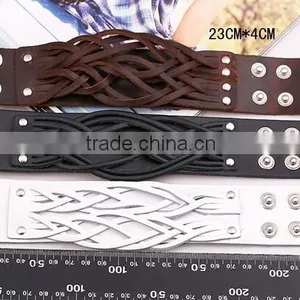 Unisex Wrap Cuff Bangle Punk Leather Bracelet Women Mutil Layers Bracelet thumbnail-4