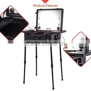 China Supplier Black Aluminum Nail Polish Trolley Case and Rolling Nail Organizer Case thumbnail-4