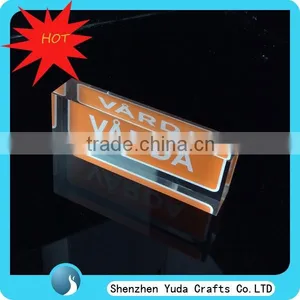 Hot Sale Acrylic Paperweight Frame, Acrylic Counter Sign Stand Printed Nameplate Block thumbnail-1