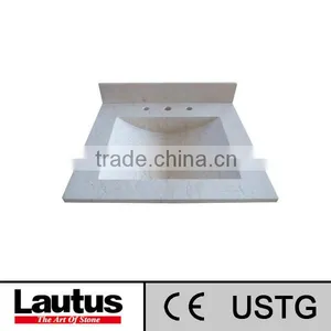One Piece Marble Integrated Vanity Tops and Stone Bowl thumbnail-1