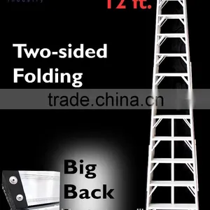 Aluminium Two-Sided Folding Big-Back-Leg 12 Step Ladders thumbnail-1