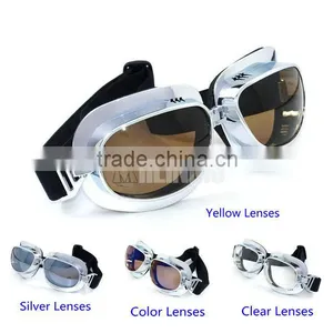 MOTORCYCLE Tea Lens EYEWEAR GLASSES for STEAMPUNK HALF HELMET FLIGHT AVIATOR thumbnail-1