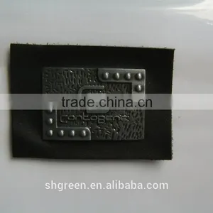 Shiny Golden Color Metal Badge on Black Leather thumbnail-5