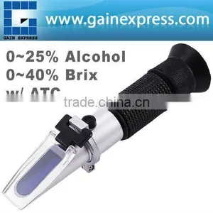 Portable Handheld Wine Grape Alcohol Design Refractometer 0-40% Brix 0-25% VOL With ATC thumbnail-1