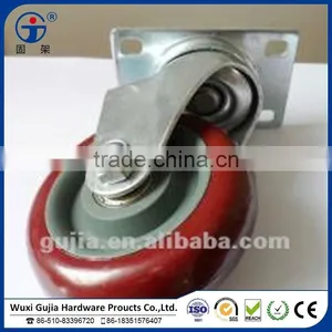 4" Swivel PU Caster for Storage Cart With Wheels Without Brake thumbnail-1