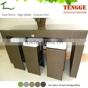 TG15-0072 Modern Design Plastic Wicker Tall Bar Table and Chairs thumbnail-2