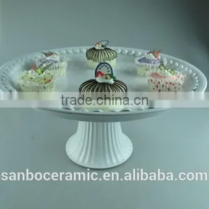 Ceramic Cake Stand , Metal Cake Stand White for Wedding & Party With Dome thumbnail-6
