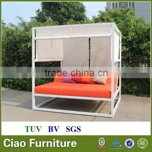 Outdoor Leisure Aluminum Bed Beach Sun Bed With Curtain thumbnail-1