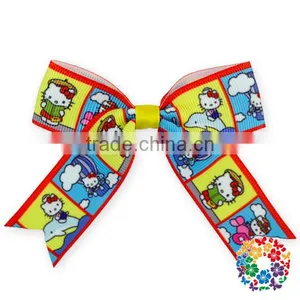 Hot Sale Grosgrain Ribbon Bow Hair Clip Cartoon Pin Flower Baby Girl Headdress Accessories Orange Pink Green Yellow White Black thumbnail-3