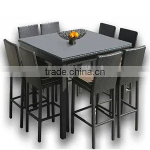Luxurious 9 Pics Wicker/Rattan Outdoor Furniture Bar Chair Set thumbnail-1