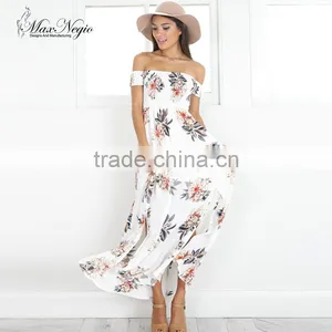 Maxnegio off Shoulder Backless Bohemian Girls Smoking High Slit Dress thumbnail-1