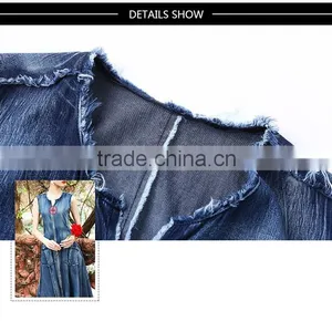Maxnegio Midi Denim Sleeveless Design Jeans Dress thumbnail-4