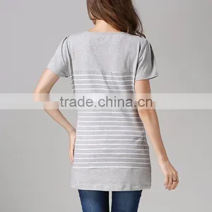 Pregnant Woman Shirts Breastfeeding Tops Wholesale Strips Maternity T-shirts thumbnail-1