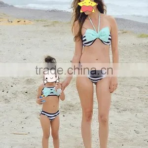 Beautiful Girl Bikini Images Stripe Underwear With Big Bowknot thumbnail-2