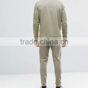 Plain Men Sweatsuit Slim Fit Sets Soft Cotton Spandex Tracksuit Custom thumbnail-3