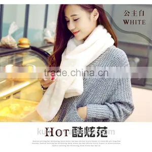 Super Quality New Winter Fashion Women Scarf Faux Rabbit Fur Plush Warm Scarf Lady Solid Color Scarves thumbnail-4