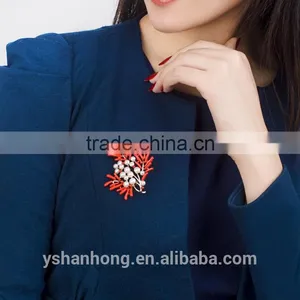 Natural Pearl Inlay Zircon Stone Titanium Steel Drop Snowflake Enamel Glaze Brooch thumbnail-2