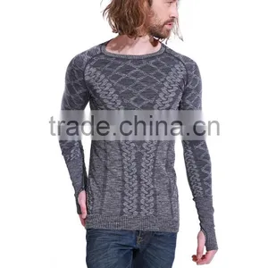 Mens Gym Wear Seamless Running Long Sleeve Tshirt thumbnail-1