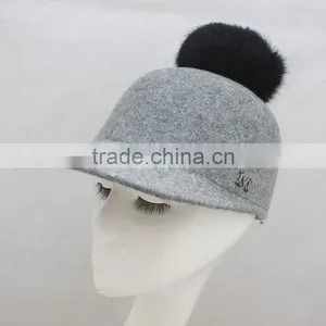 Myfur Genuine Soft Fox Body Fur Pom Pom Elegant Adults Unisex Felt Fedora Hat thumbnail-2