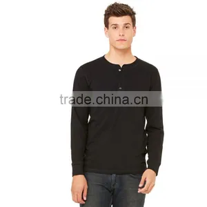 Bella+Canvas Men's Jersey Long Sleeve Henley Tee - 100% Combed and Ring-spun Cotton and Comes With Your Printed Logo thumbnail-1