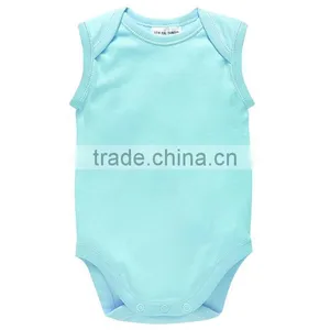 High Quality Sleeveless Blank White Cotton Baby Romper Bodysuit thumbnail-2