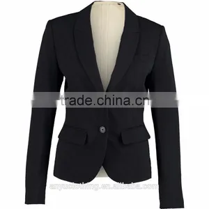 2017 New Design Slim Fitted Black Polyester Pinstripe Blazer for Ladies thumbnail-1