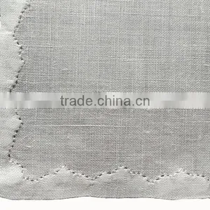 Plain White Square Linen Cocktail Napkins With Hemstitch Border thumbnail-2