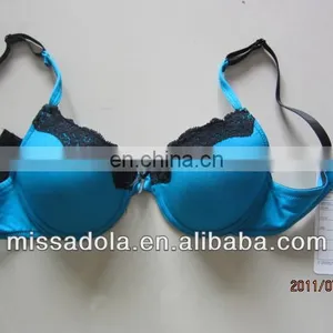 Dark Blue Seamless Lace Bra thumbnail-1