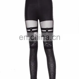 Gothic Snake Skin Imitation Garter Belt Detail Leggings thumbnail-1