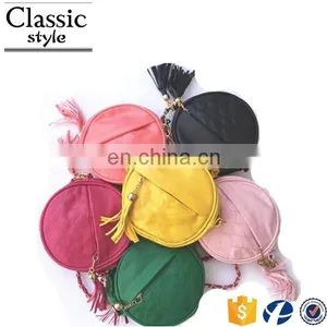 CR Fast Delivery Styling Elegant Round Shape Tassels Zipper With Long Chain Women Purse Red Crossbody Shoulder Bag thumbnail-2