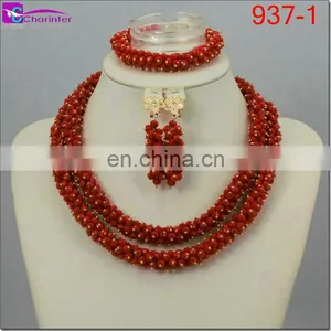 Nigeria Beads Gold Color Beads Necklace African Jewelry Sets Beads Fashion Jewelry Set thumbnail-6