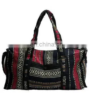 Handmade Neon Hand Woven Cotton Backpack Crossbody Bag Vegan Duffle Bag Gym Bag Luggage Suitcase Travel Bag Weekender Carry-On thumbnail-4