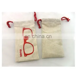 Custom Personalized Sunglasses Sleeve Sunglasses Cover Two Tone Cotton Jute Felt Microfiber Sunglasses Pouch thumbnail-2