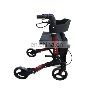 China Manufacturers Aluminum Transport Rollator Walker With Seat and Footrest thumbnail-5