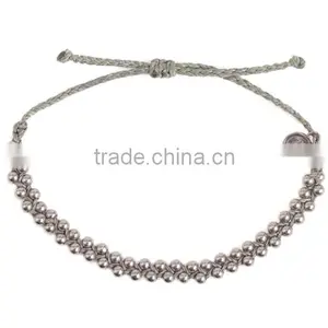 Girls Gift Pink Wax Cord Braided Metal Bracelet for Friend 2015 New thumbnail-2
