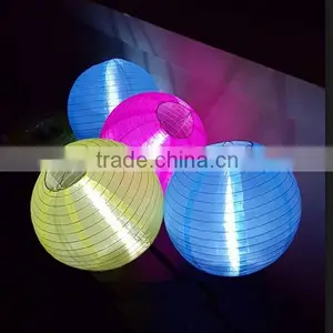 Outdoor Solar Powered Hanging Paper Lantern Led Light thumbnail-3